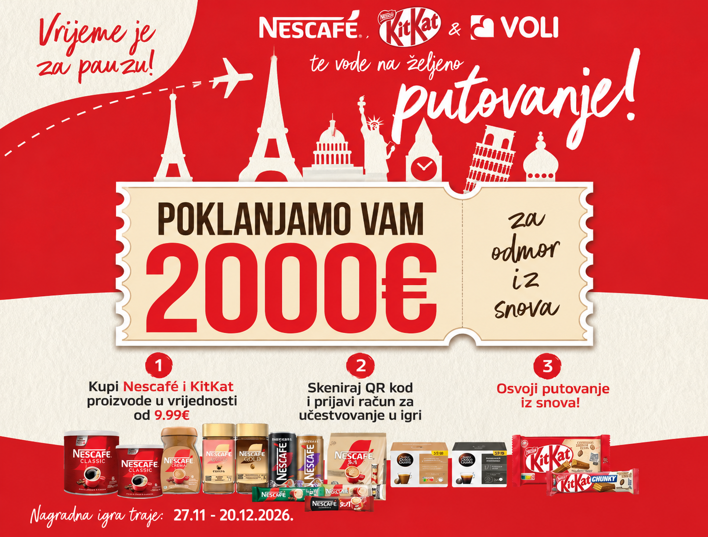 NESCAFE, KIT KAT & VOLI te vode na željeno putovanje
